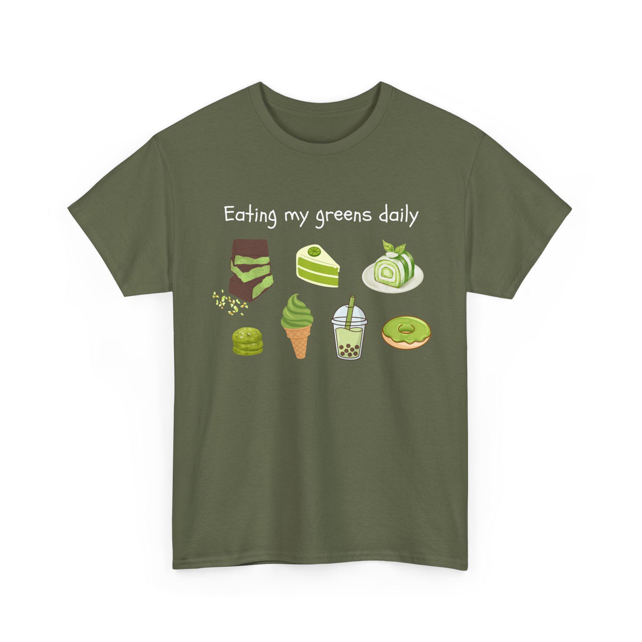 eat your greens daily dessert lover dubai chocolate matcha lover boba lover foodie graphic tee eat your greens daily dessert lover dubai chocolate matcha lover boba lover foodie graphic tee