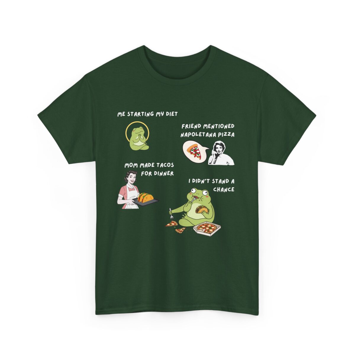 funny pizza & tacos frog tee i didn't stand a chance illustration t shirt pizza & tacos humor tee gildan 5000