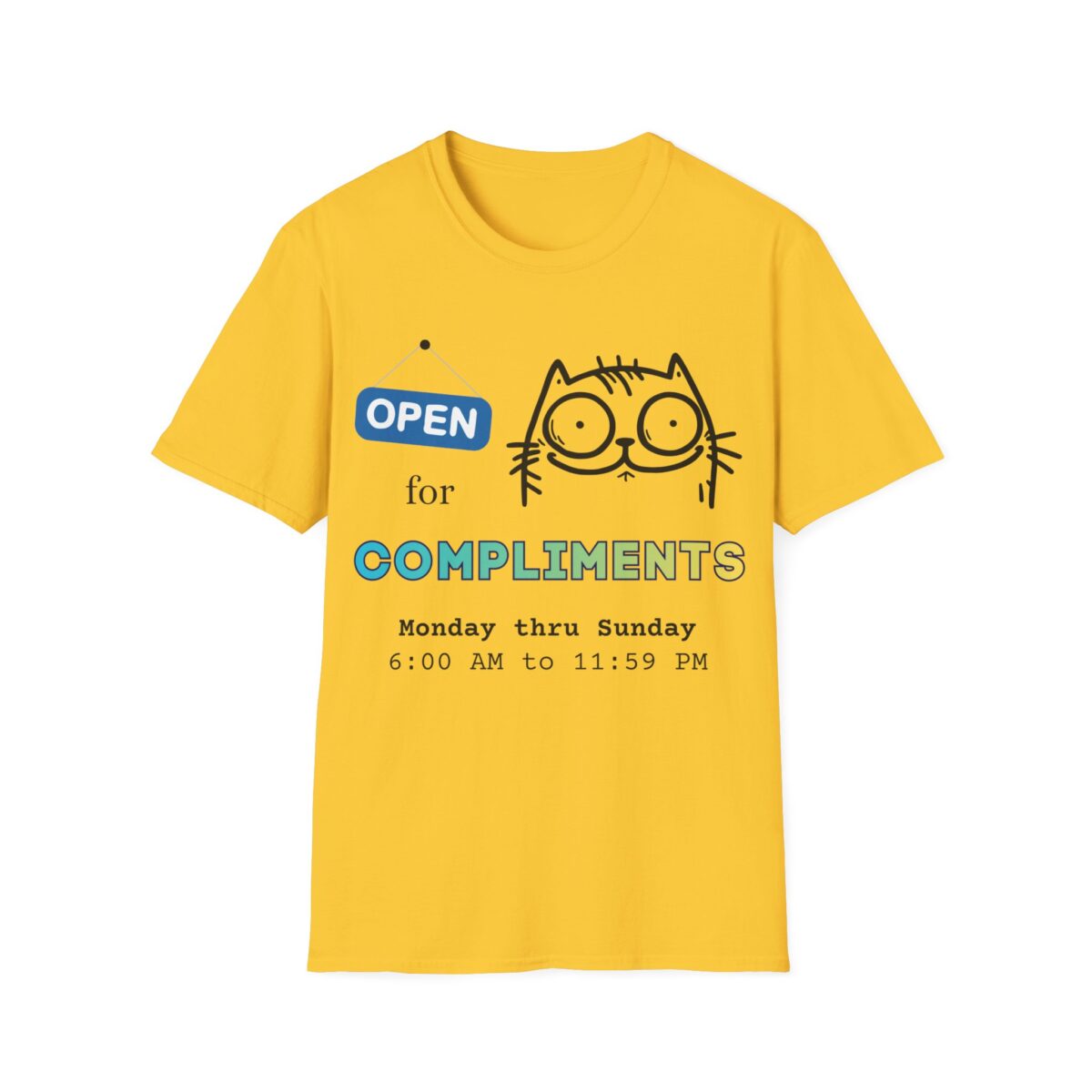 open for compliments cat shirt validation humor t shirt socially awkward cat meme tee cute introvert graphic shirt gildan 64000