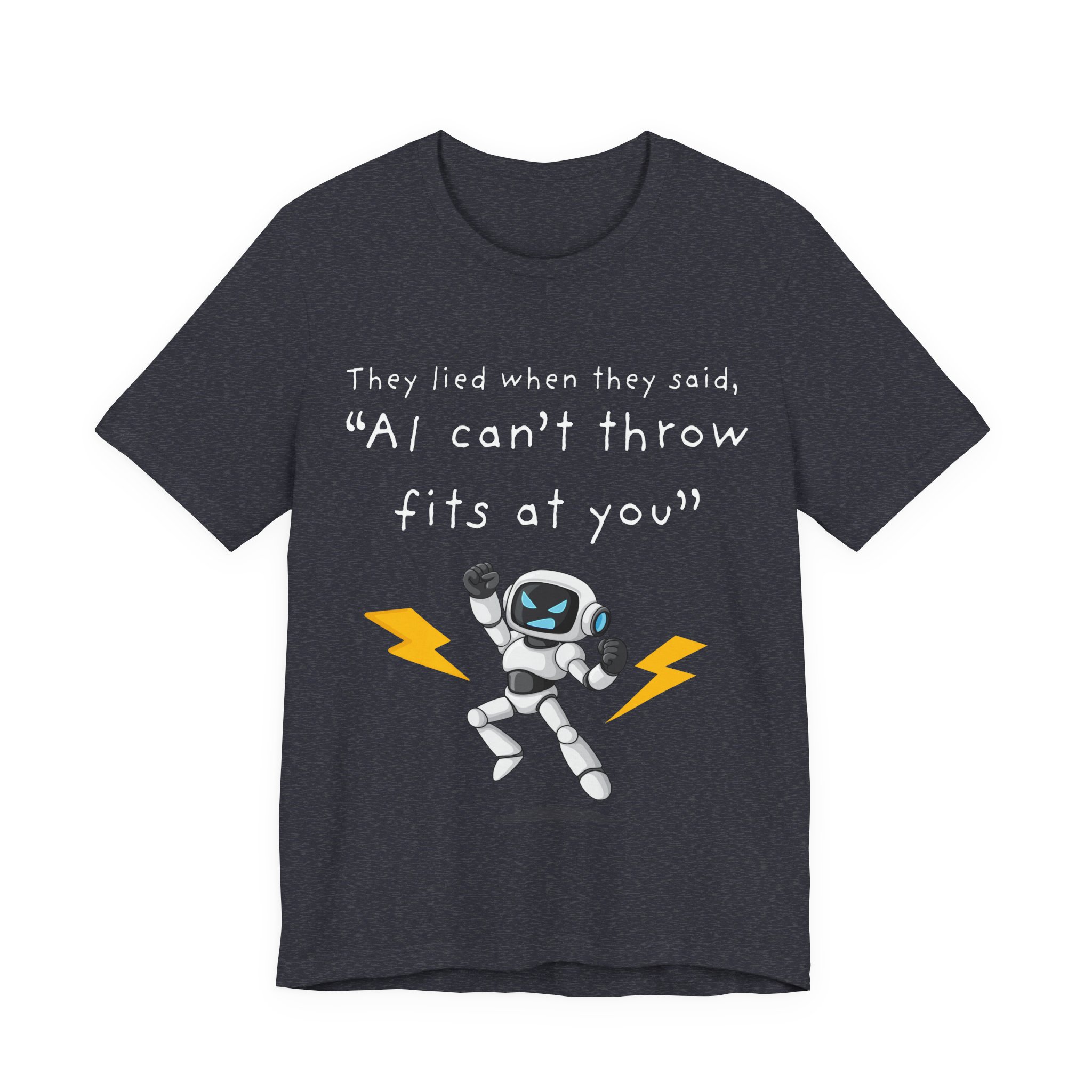 ai robot throwing fits t shirt funny tech humor tee ai attitude ai throwing tantrums meme tee tech humor shirt bella + canvas 3001 ai robot throwing fits t shirt funny tech humor tee ai attitude ai throwing tantrums meme tee tech humor shirt bella + canvas 3001