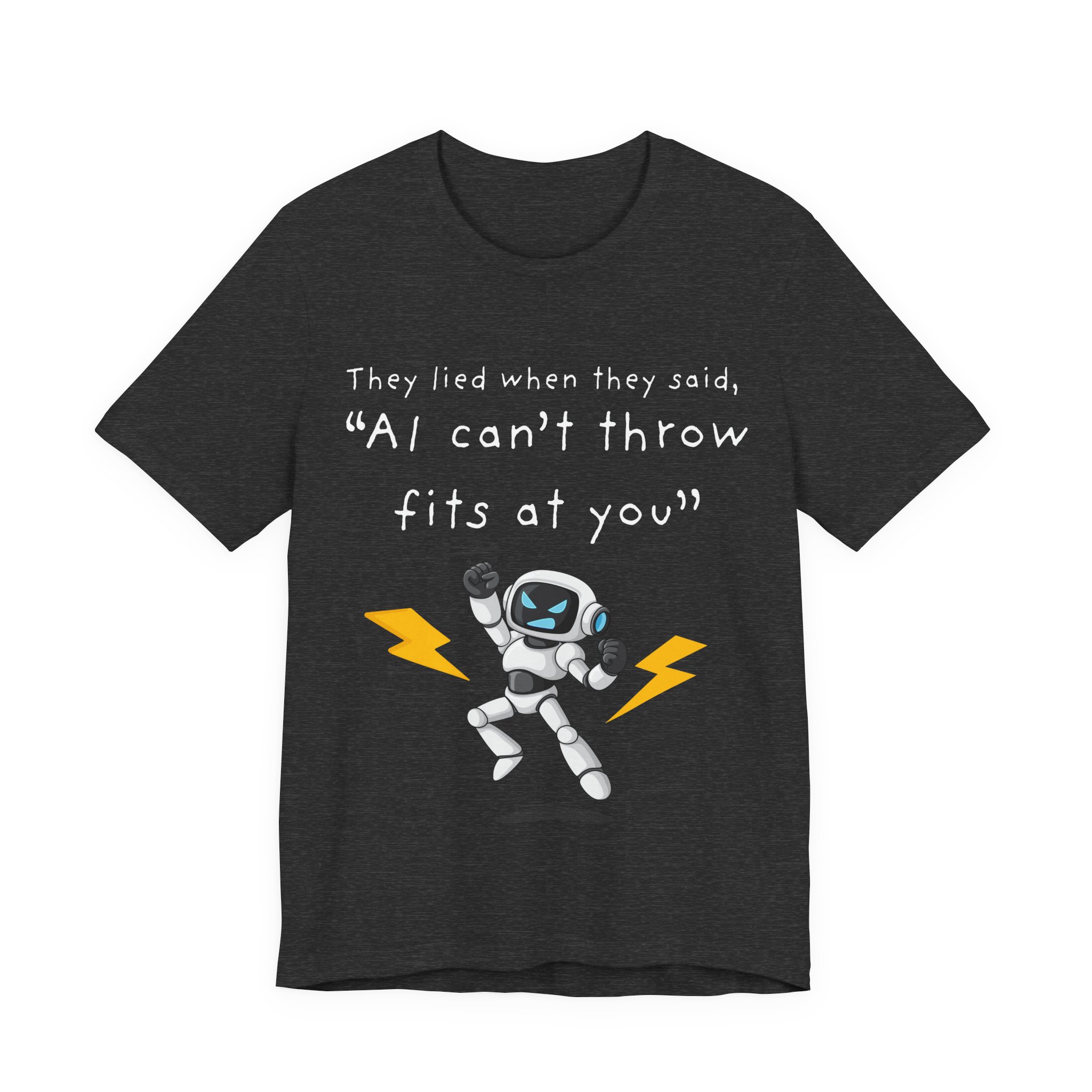 ai robot throwing fits t shirt funny tech humor tee ai attitude ai throwing tantrums meme tee tech humor shirt bella + canvas 3001 ai robot throwing fits t shirt funny tech humor tee ai attitude ai throwing tantrums meme tee tech humor shirt bella + canvas 3001